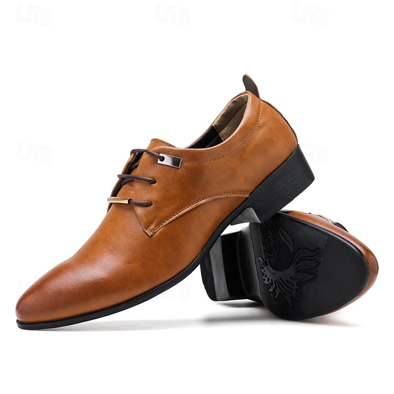 formelle brune snøresko for menn - klassiske kjolesko i kunstskinn til bryllup, gallaer og dansefester 2025 - $42.99 –P7