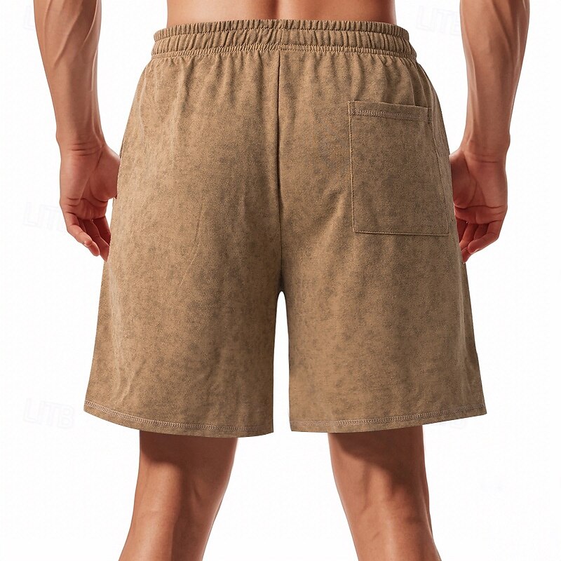 Men's Athletic Shorts Sweat Shorts Shorts Summer Shorts Pocket Drawstring Elastic Waist Plain Comfort Breathable Short Outdoor Sports Classic Casual Black Navy Blue 2025 - $17.99 –P4