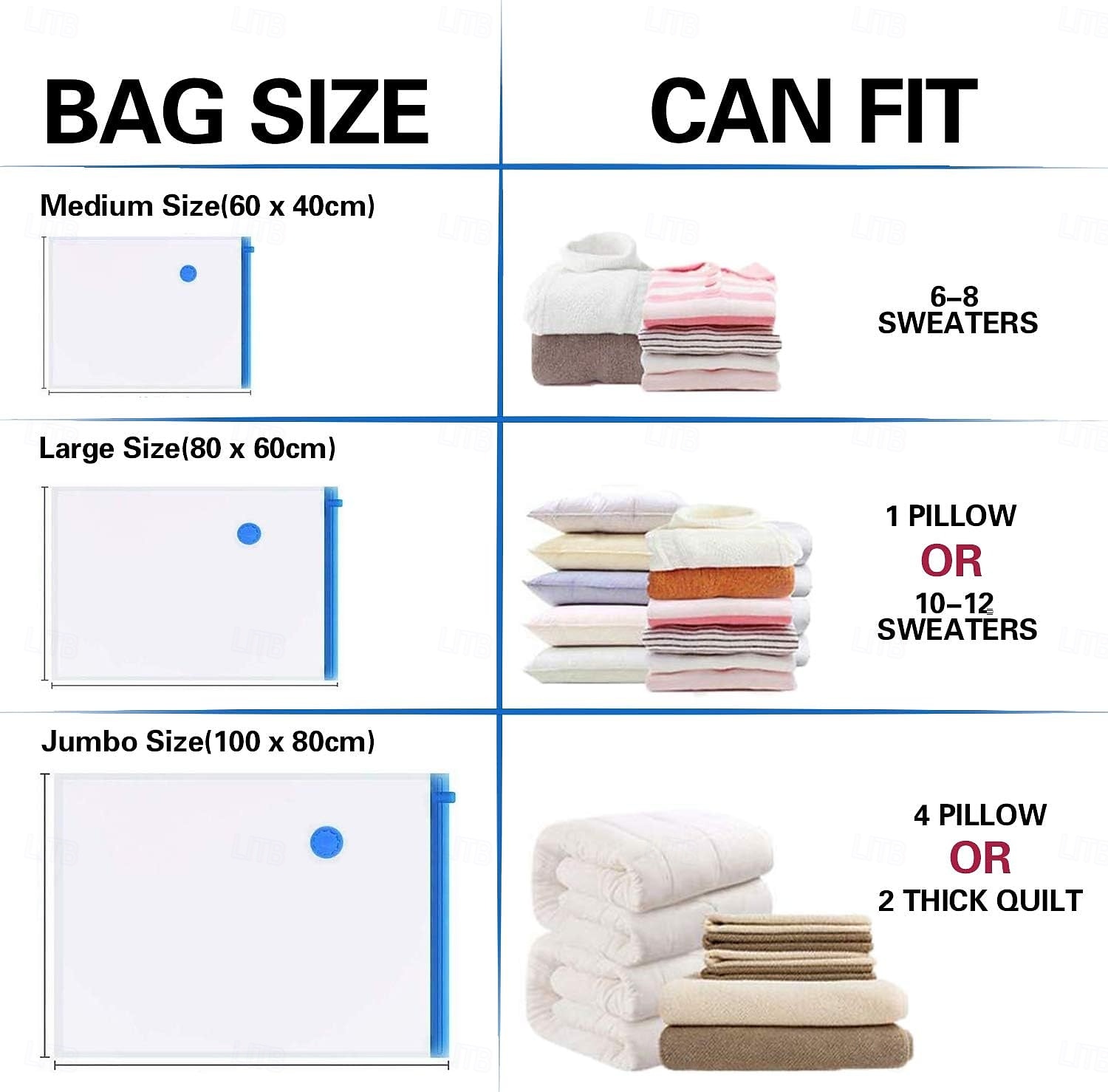Lot de 18 sacs de compression sous vide réutilisables pour vêtements, couettes, oreillers, sacs de voyage de 2025 ? $30.99 –P2