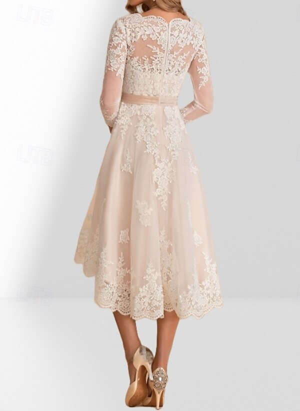 Abiti Piccole Spose Bianchi Abiti da Matrimonio A-Line Collo a V Manica 3/4 Asimmetrico Satin Abiti Sposa con Sash  Nastro Pieghe del 2025 a $155.99 –P2