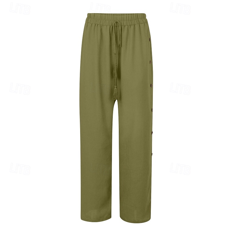 Mujer pantalones Pantalones Casual Longitud total Cintura Media Plano Hebilla Diseño de cordón elástico Al Aire Libre Cómodo Festivos Ropa Cotidiana Fin de semana Rojo oscuro Magenta Verde oscuro Gris 2025 - $18.99 –P20