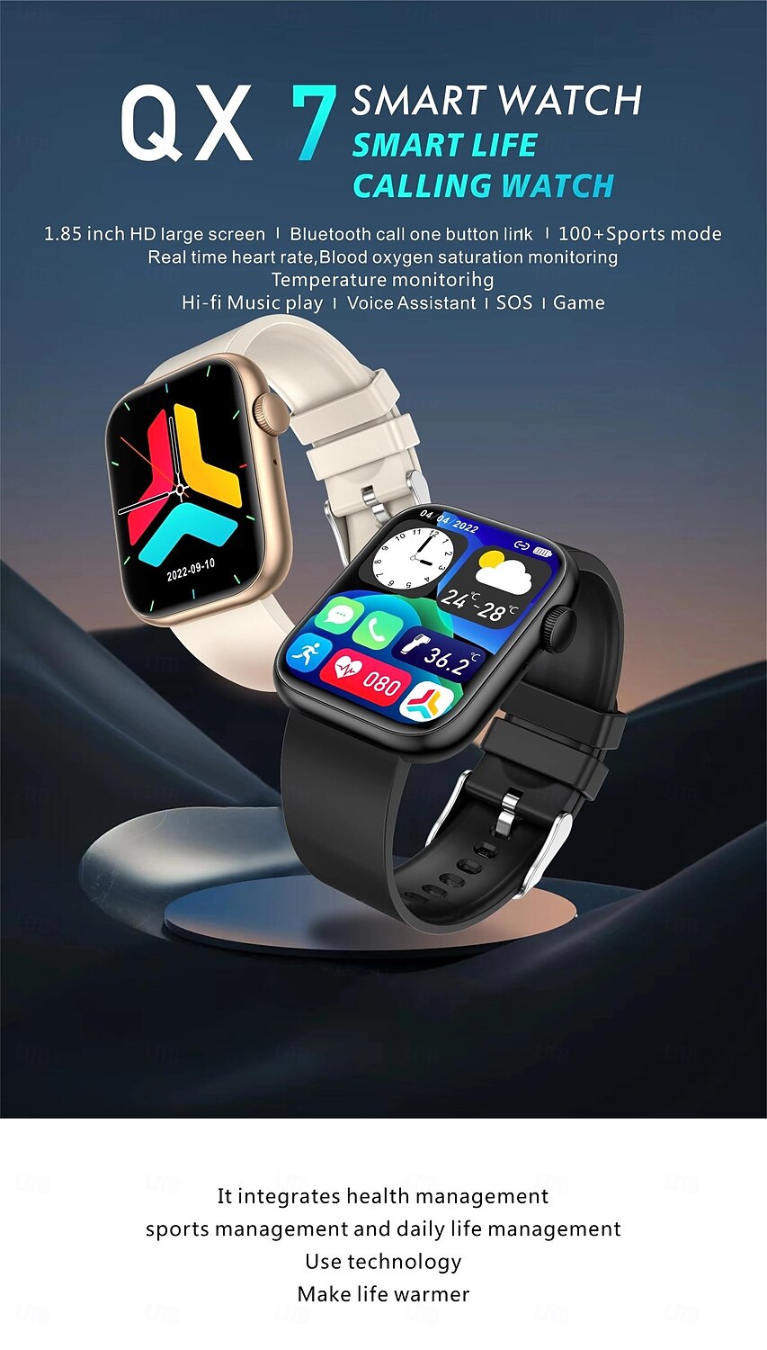 QX7 Умные часы 1.85 дюймовый Смарт Часы Bluetooth Сидячий Напоминание будильник Календарь Совместим с Смартфон Женский Мужчины Напоминание о сообщении Шаговый трекер Пользовательский набор IP 67 2025 - $27.99 –P1