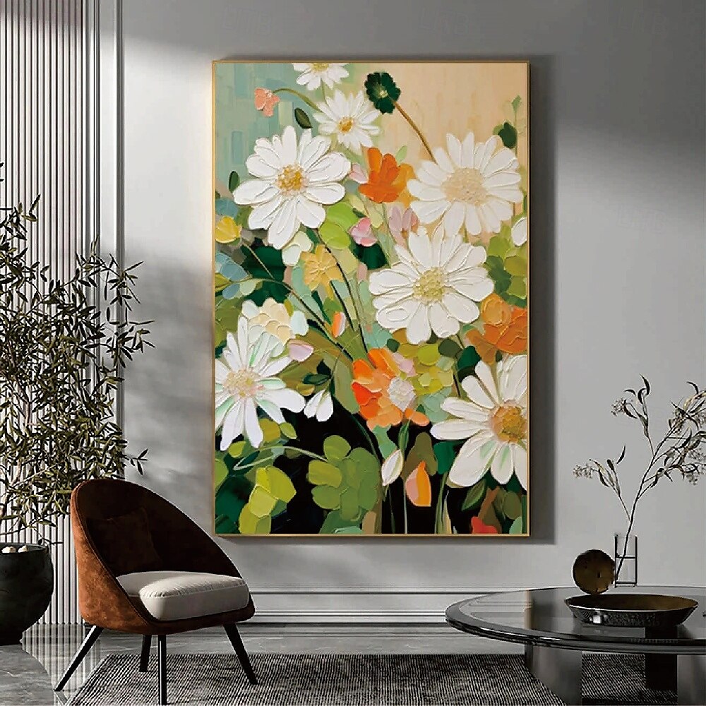 großes Blumenlandschafts-Ölgemälde auf Leinwand, handgemaltes Pastell-Blumengemälde, Frühlingsblumen-Landschaftsgemälde, großes Wandbild, Blumengemälde für Wohnzimmer, Büro, Wanddekoration 2025 - $88.99 –P5