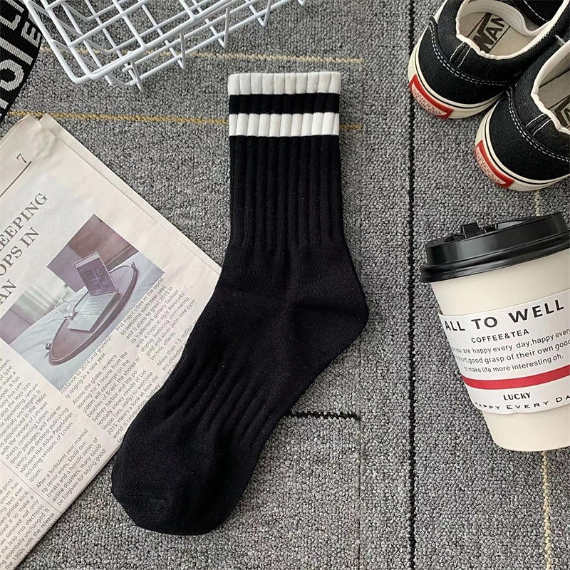 Hombre 5 pares Paquetes múltiples Calcetín Calcetines para correr Calcetines informales Negro Blanco Color Plano Vacaciones Deporte Diario Básico Medio Primavera Otoño Moda Casual 2025 - $7.49 –P4