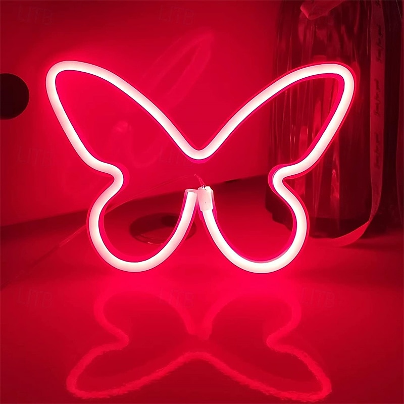 fjäril neonskyltar led ljus 3aa batteridriven usb-driven vägg neonljus dekor fjäril väggkonst för jul hem sovrum födelsedagsfest dekoration 2025 - $21.99 –P12