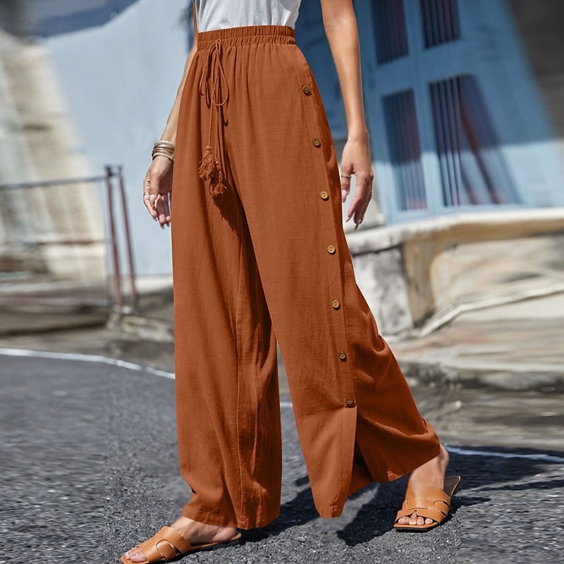 Mujer pantalones Pantalones Casual Longitud total Cintura Media Plano Hebilla Diseño de cordón elástico Al Aire Libre Cómodo Festivos Ropa Cotidiana Fin de semana Rojo oscuro Magenta Verde oscuro Gris 2025 - $18.99 –P17