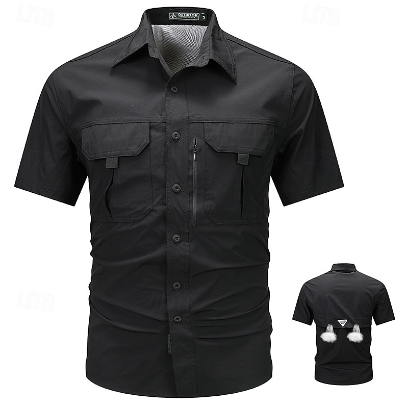 Per uomo Camicia Camicia Estiva Camicia casual Camicia con Bottoni Camicia cargo Nero Blu Verde Kaki Verde militare Manica Corta Semplice Colletto a Camicia Vacanza Camicia hawaiana Tasca del 2025 a $43.99 –P12