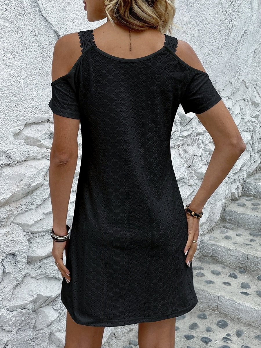 Damen Mini Kleid Sommerkleid Einfarbig Slip Kleid Lässig Täglich Reguläre Passform Grafik Kurzarm Träger Schwarz Weiß Pink Navy Blau Sommer 2025 - $21.99 –P3