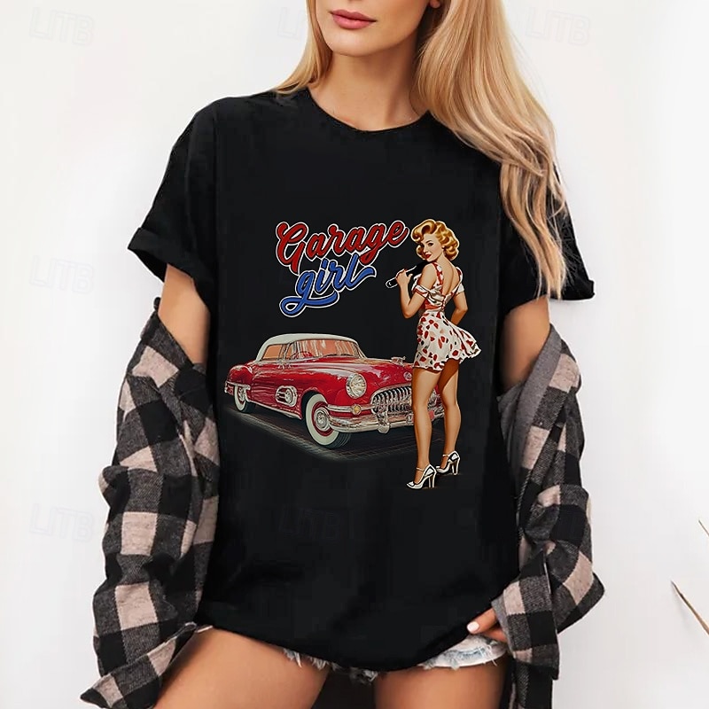 T-shirt Manifesto retrò Ragazza retrò Anni 1950 Retrò Vintage Corte Grafico per Per donna Adulti Stampa a caldo  per Mascherata Casual Quotidiano del 2026 a $15.99 –P1