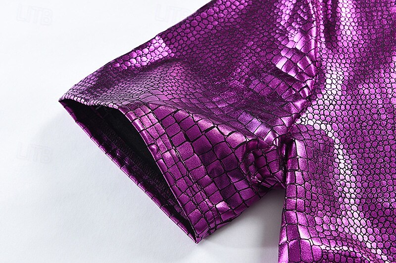 Retró 1980-as évek Póló Ing Diszkó Fényes latex patent Fémes Férfi Mindszentek napja Farsang Pride Parade Büszkeség hónapja Felnőttek Ing Nyár 2025 - $21.99 –P17