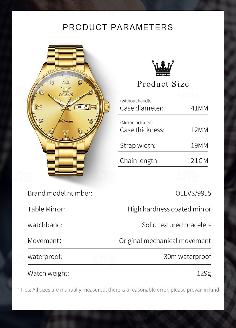 OLEVS Men's Mechanical Watch, Minimalist Fashion, Automatic Self-Winding, Luminous Date Week, Waterproof Steel Watch 2025 - $119.99 –P7