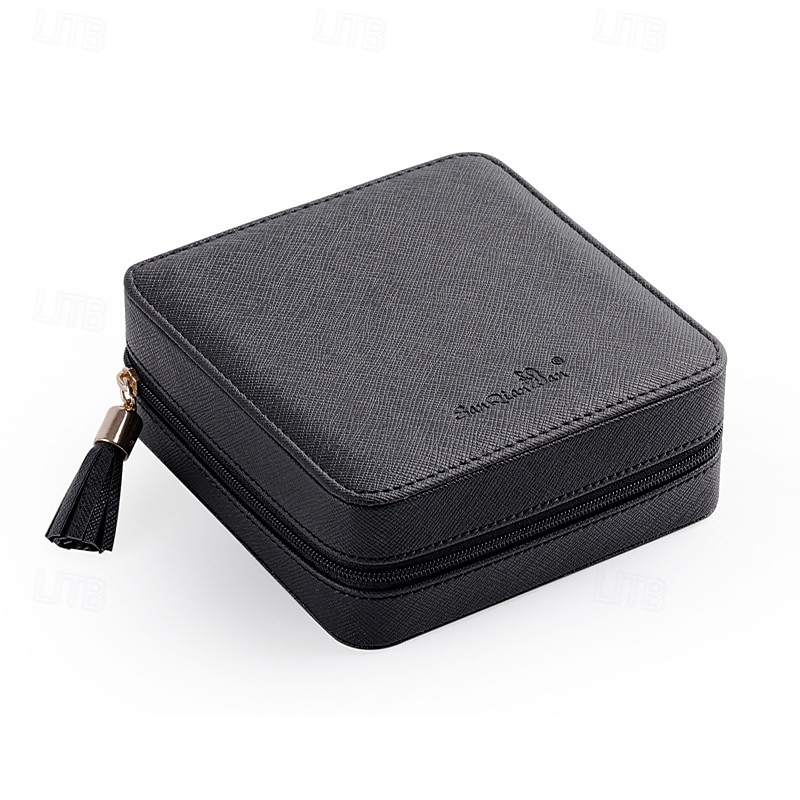 Boîte à bijoux de voyage avec miroir, étui de rangement portable en cuir PU, boîte à bijoux multifonctionnelle pour boucles d'oreilles, bagues, colliers et accessoires de 2025 ? $21.99 –P8