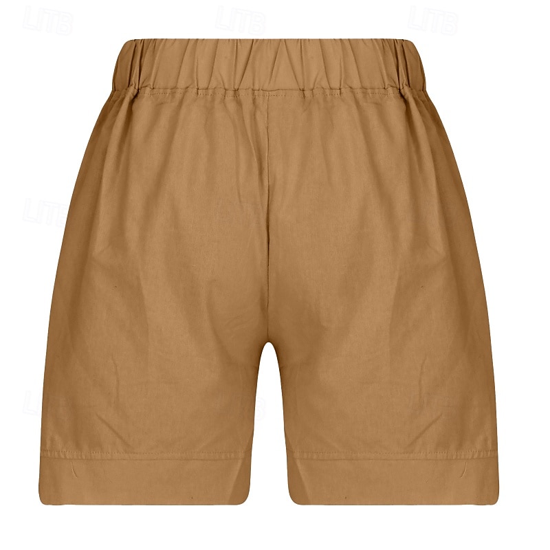 Per donna Pantaloncini in cotone e lino Shorts Pantaloni Eleganti Casual Corto Naturale Semplice Tasca Elastico in vita Comodo All'aperto Quotidiano Ferie Vinaccia Grigio Nero Bianco Estate del 2025 a $15.99 –P12