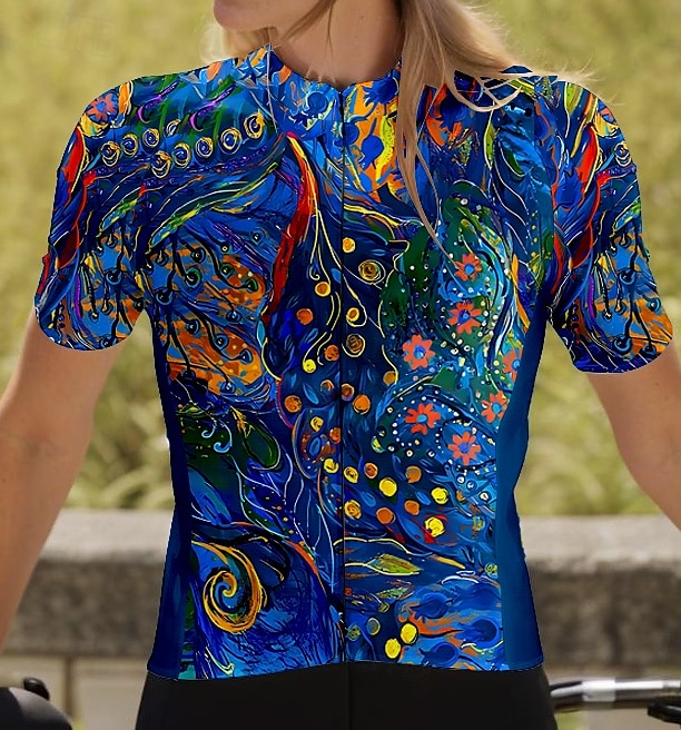 Damen Radtrikot Kurzarm Fahhrad Trikot Oberteil mit 3 Gesäßtaschen Atmungsaktiv Schnelltrocknend Feuchtigkeitsableitend Reflektierende Streifen Marinenblau Sport Bekleidung 2025 - $23.19 –P3