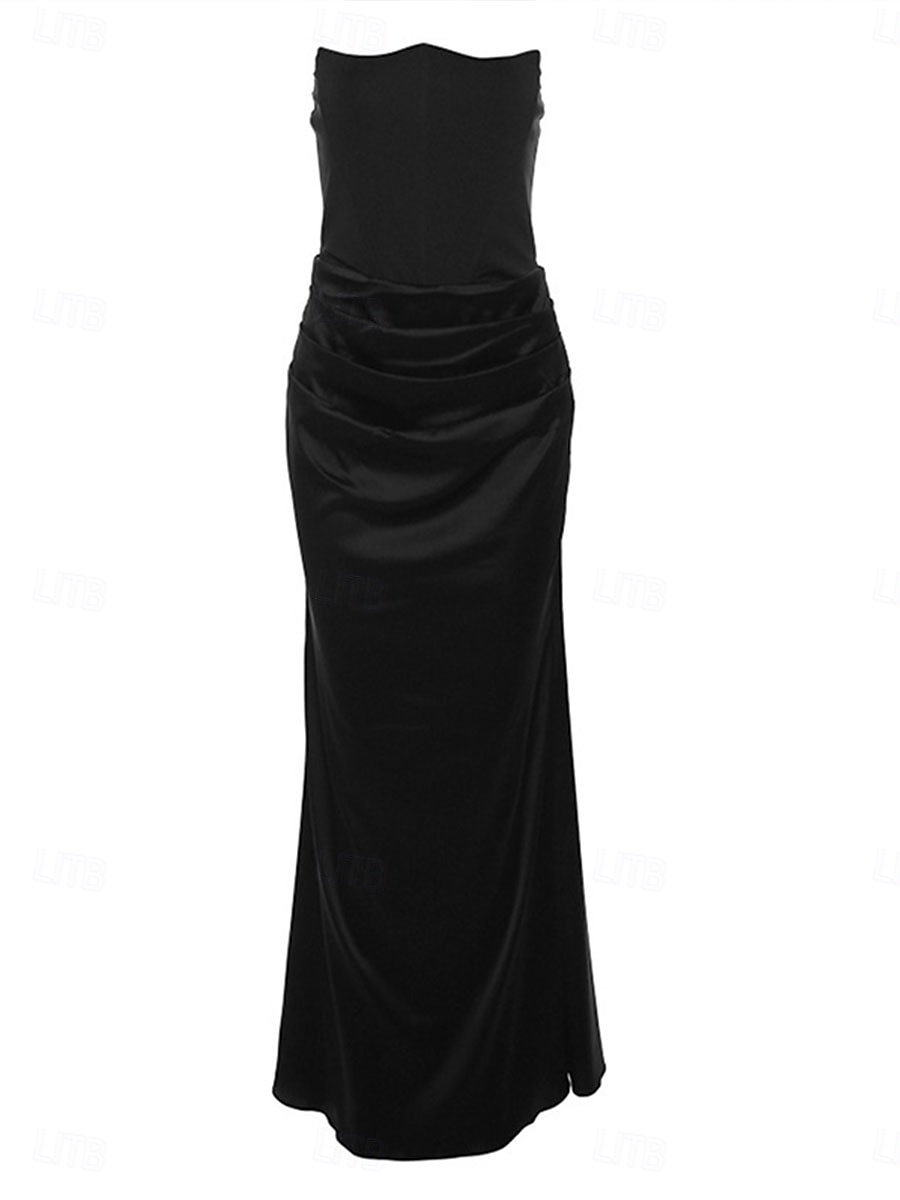 Trumpetti / merenneito Quinceanera mekot Tyylikäs Mekko Häät Häävieras Kokopitkä Hihaton Olkaimeton Spandex Selästä avoin kanssa Rypytetty 2025 2025 - $89.99 –P5