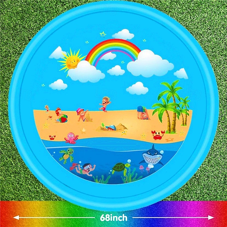 68inch Outdoor Water Play Mat Multi-Color Marine Life Design Durable PVC Splash Pad with Sprinkler Features Non-Slip & Inflatable Ideal for Lawn and Garden Fun Water Toys 2025 - $38.99 –P7