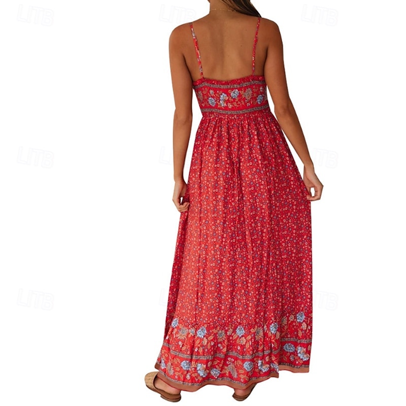 Femmes Robe Midi Robe Fleurie Robe Nuisette Robe Imprimée Classique Moderne Vacances Quotidien Sortir Coupe régulière Fleur Sans manches Bretelles spaghetti Jaune clair Noir Rouge Été de 2025 ? $24.99 –P5