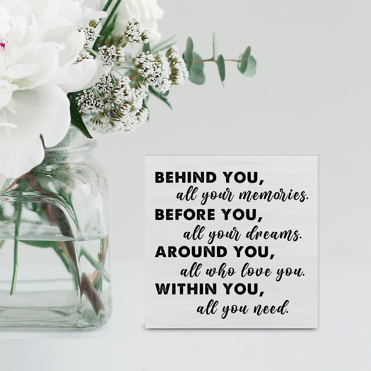 Abschluss Spruch Holzbox Schild Deko Schreibtischschild positiv hinter Dir all deine Erinnerungen Holzbox Blockschild rustikal Home Regal Wanddekoration Grad Geschenk 2025 - $18.99 –P4