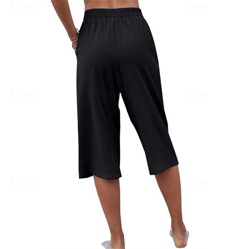 Damen Kunstbaumwollleinen Caprihose Stoffhosen Lässig Wadenlang Natürliche Taille Einfach Tasche Elastischer Bund Außenbereich Bequem Urlaub Straße Wein Grau Schwarz Rosa Sommer Normale Passform 2026 - $17.49 –P7