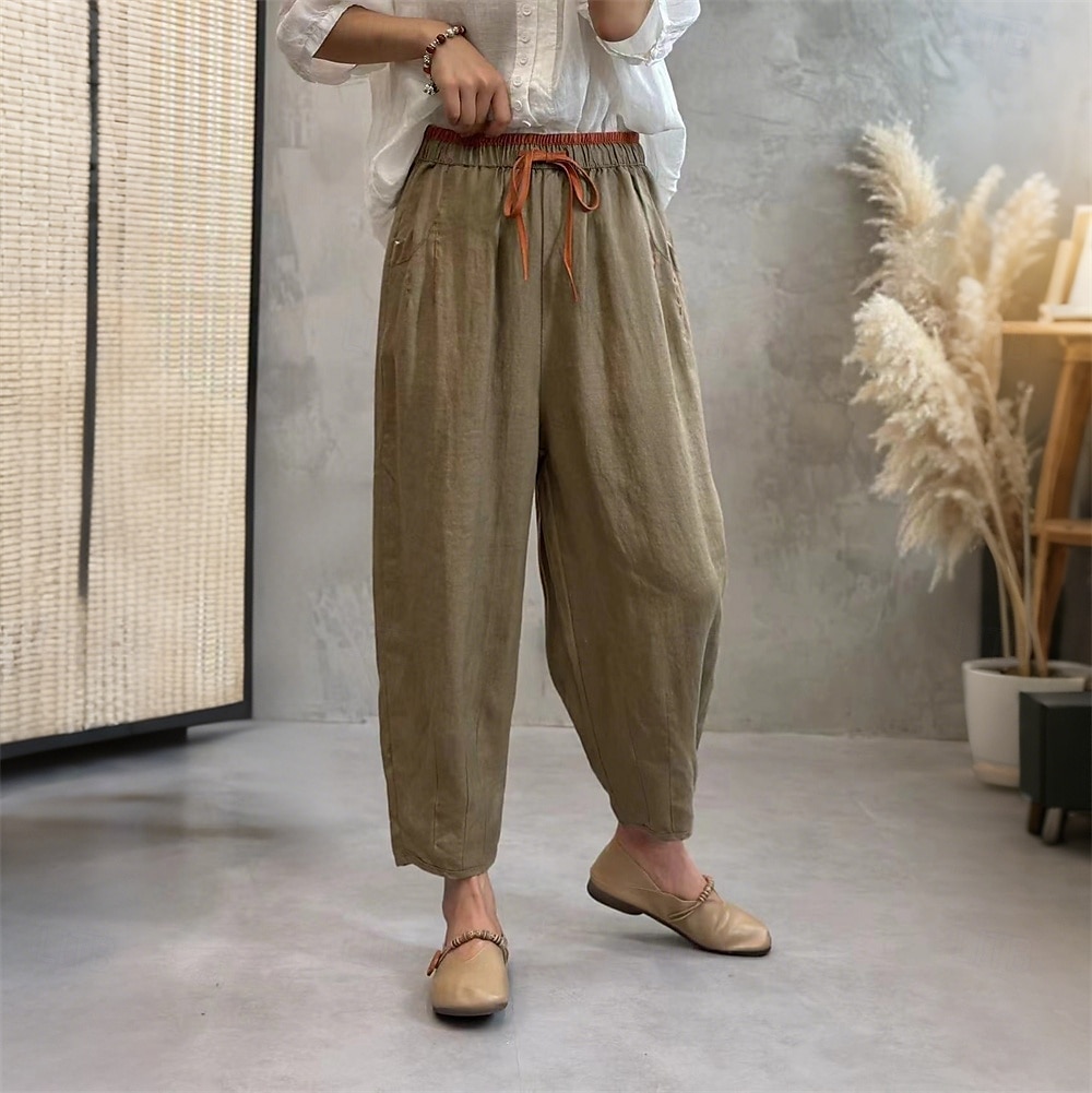 Retro Vintage Mittelalterlich Renaissance Knöchellänge Hose Einfarbig Damen Urlaub Alltagstauglich Erwachsene Hose Frühling & Sommer 2025 - $43.99 –P13