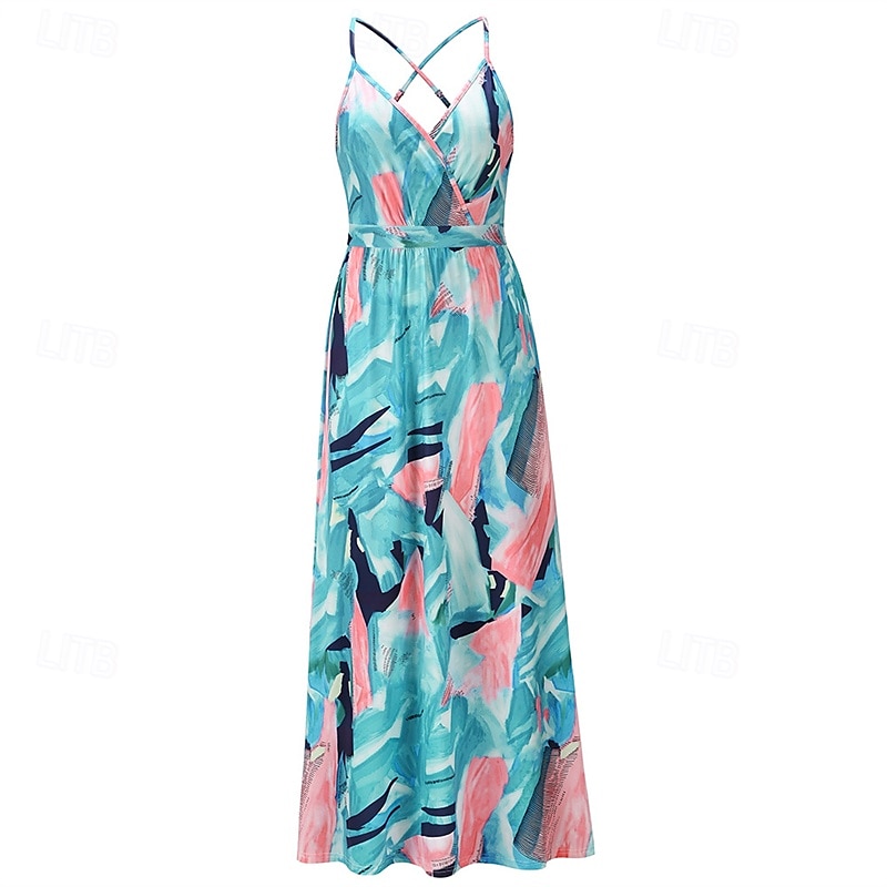 Per donna Abito Midi Abito Estivo Abito Sottoveste Abito Boho Moda Moderno Quotidiano Spiaggia Weekend Vestibilità regolare Floreale Senza Maniche Scollo a V blu acqua Nero Rosa Arancione Estate del 2025 a $23.99 –P10