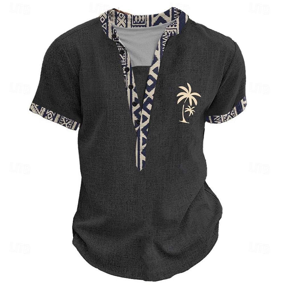 Bărbați Grafic Tribal Cămașă Henley Manșon scurt Tipărire 3D Modă Designer De Bază Stradă Casual Zilnic Vară Primăvară Albastru Deschis Negru Verde Deschis Kaki Henley Tricou Henley 2025 - $20.99 –P4