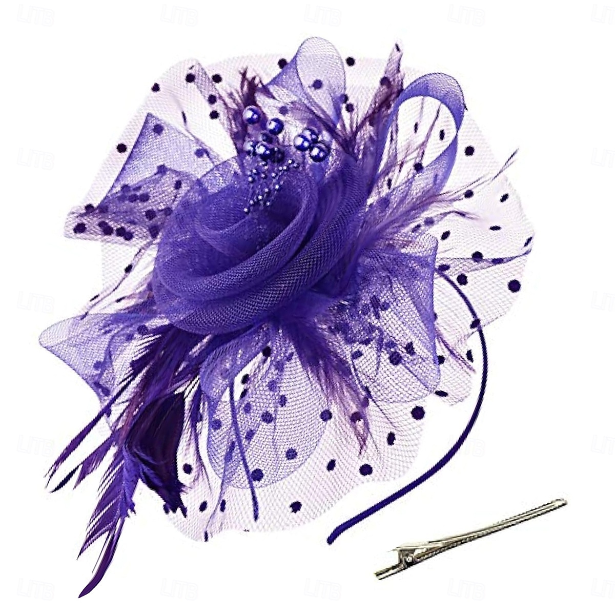 Tocados, sombrero de malla con flores para fiesta de té, tocado, velo, diadema para mujer, fiesta, boda 2025 - $38.99 –P6