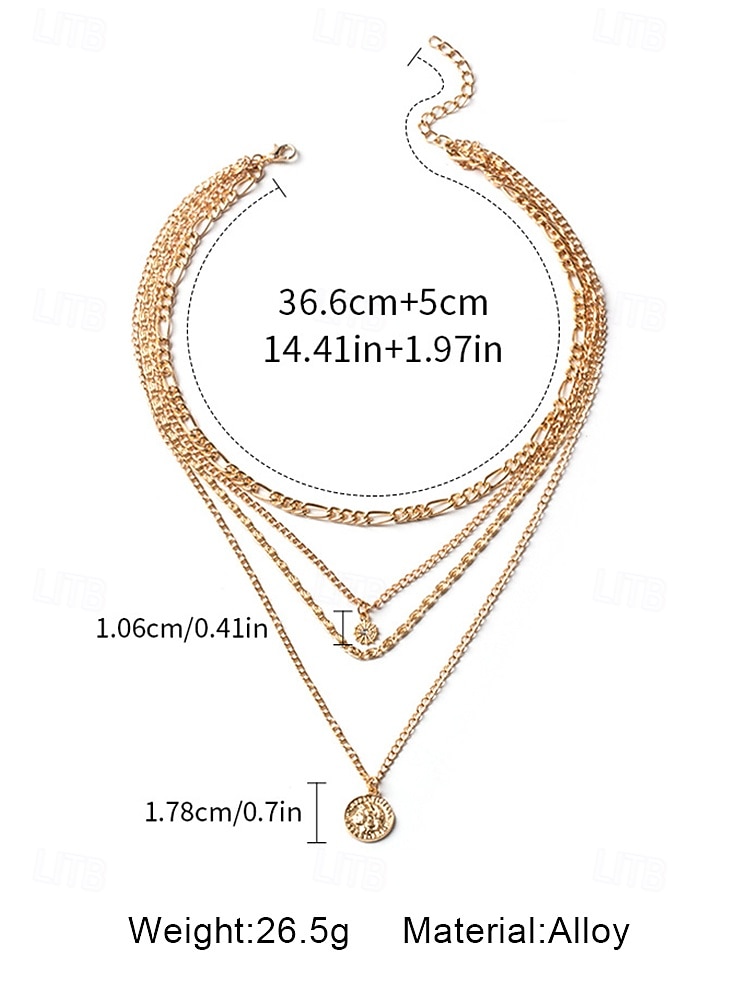 Gold and Silver Multi-Layered Pendant Necklace with Sun and Coin Charms, Trendy Bohemian Jewelry for Women, Perfect for Casual Wear and Summer Outings 2025 - $9.99 –P6