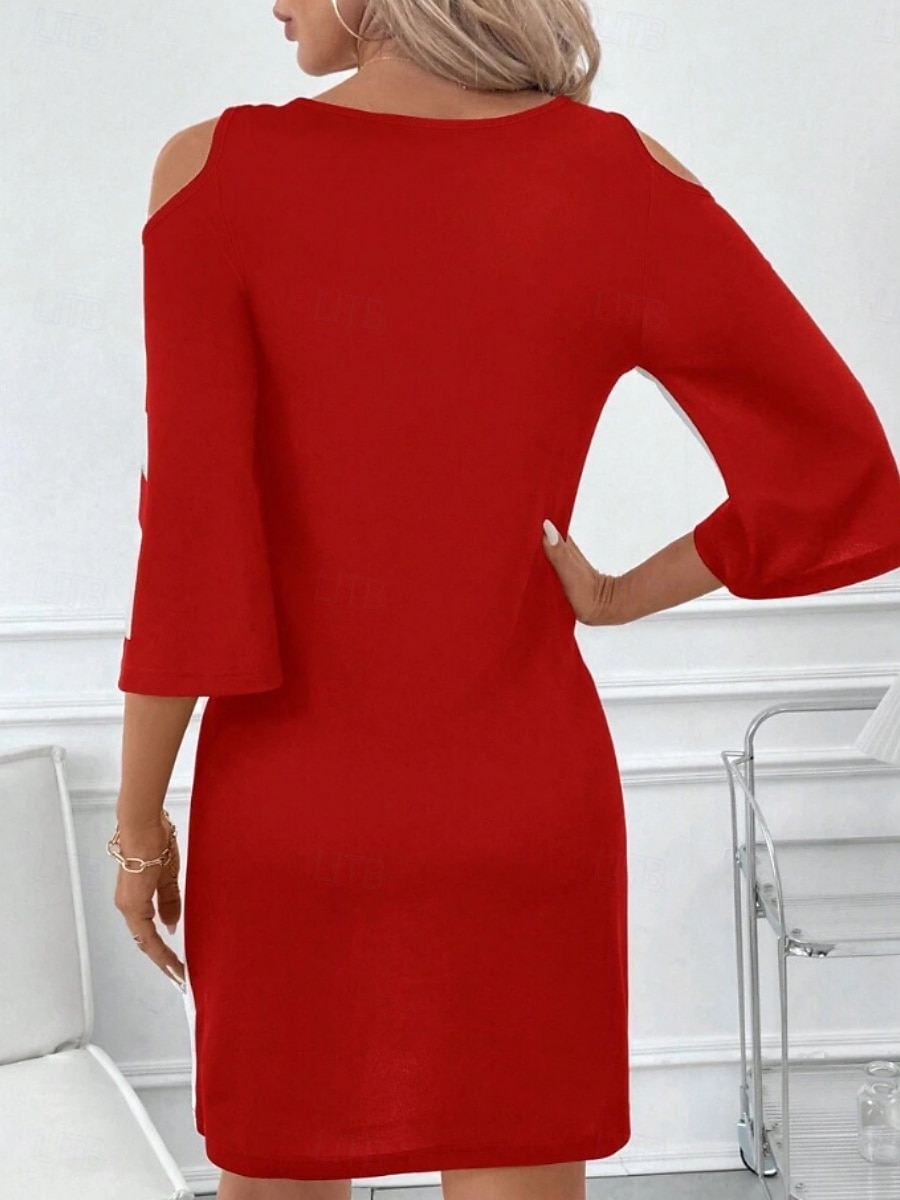 Femmes Mini Robe Robe Décontractée Moulant Robe d'été Mode Moderne Extérieur Quotidien Week-end Coupe régulière Fleuri Rayé Manche 3/4 Col ras du cou Noir Blanche Rouge Été de 2025 ? $16.49 –P5