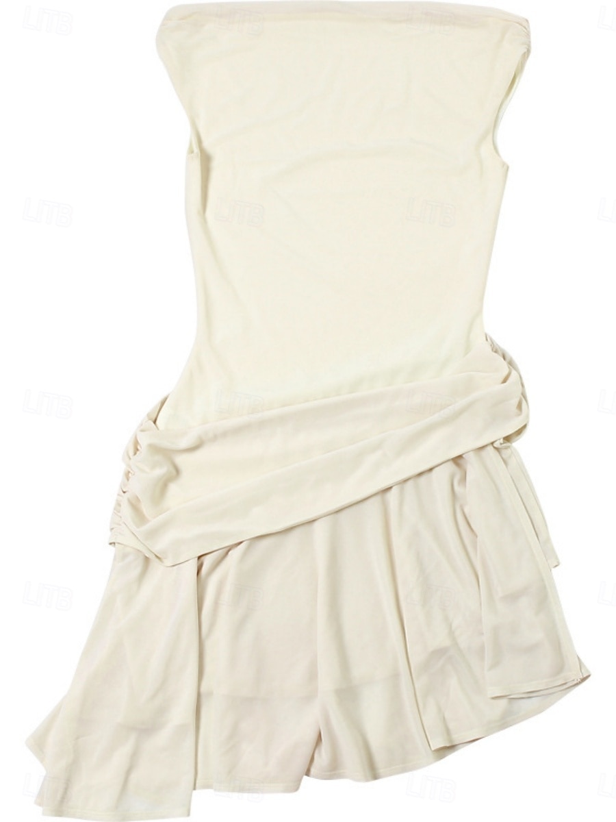 Damen Boho Kleid Western Kleid Vintage Mini Kleid A-Linien Kleid Off-The-Shoulder Kleid Lässig Outdoor Ausgehen Maßgeschneiderte Passform Unifarbene Ärmellos Ein Schulter Aprikose Sommer Frühling 2025 - $36.99 –P3