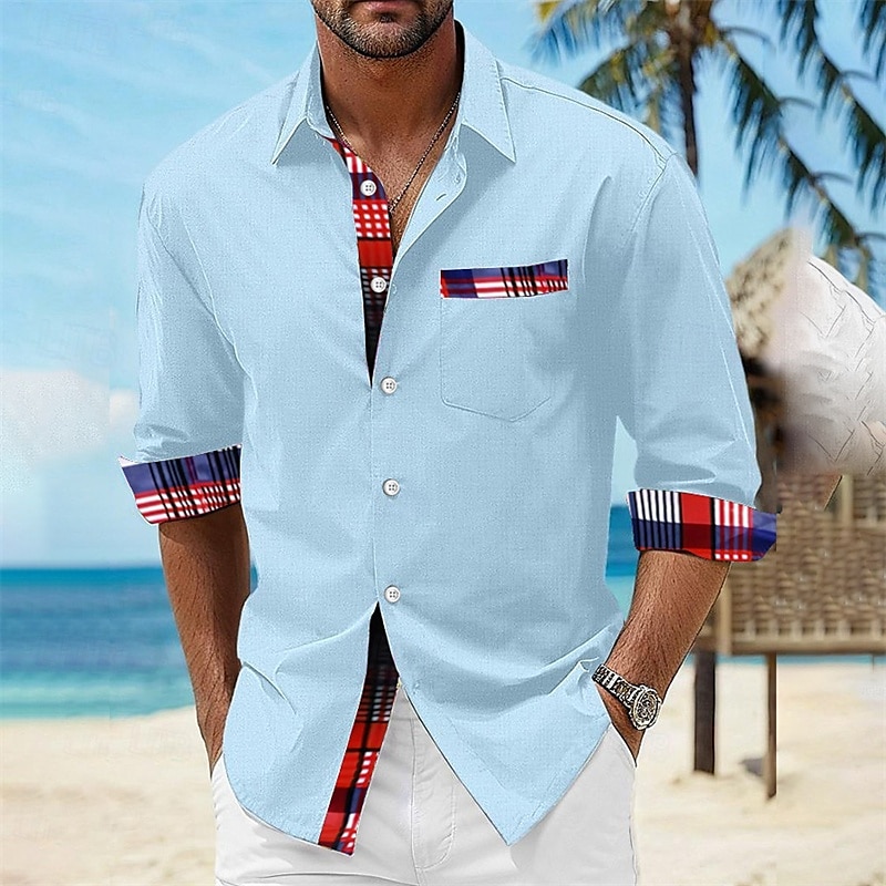 Voor heren Overhemd Zomer overhemd Normaal shirt Strand hemd Overhemd met knopen Zwart Wit Rood blauw Grijs Korte mouw Gedrukt Revers Vakantie Hawaii Kleding Polyester Modieus Casual Comfortabel 2025 - $25.99 –P3