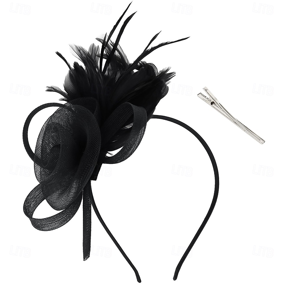 chapéus fascinators com penas para mulheres chapéus kentucky derby chapéu de igreja para festa do chá com faixa de cabeça e clipe de 2025 por $32.99 –P1