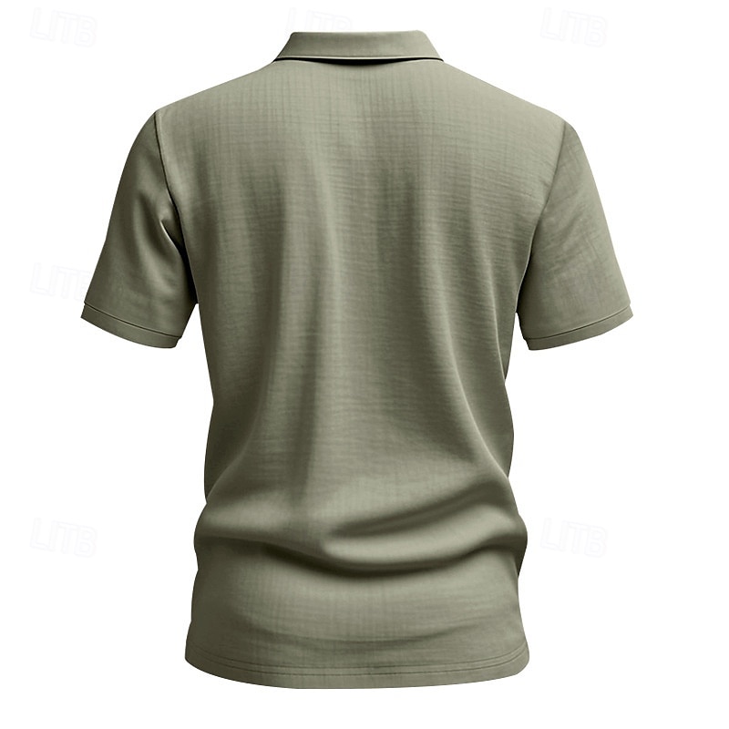 Miesten Polo Golfpaita liiketoiminta Kausaliteetti Classic Lyhythihainen Muoti Yhtenäinen väri Napit Tasku Kesä Kevät Normaali Musta Valkoinen Laivaston sininen Apila Khaki Vaalean sininen Polo 2025 - $18.99 –P4