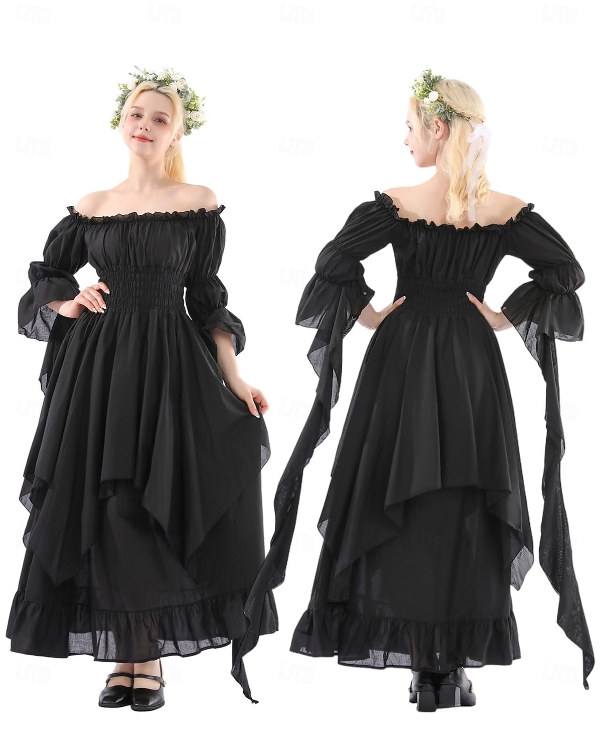 Retrò Vintage Rococò Punk & Gotico Vestito Abito ispirato alla Reggenza Manica a Campana Manica a Palloncino Vichingo Elfico Costume Per donna Celtico Costumi da pirata Fantasia Halloween Carnevale del 2026 a $48.99 –P11
