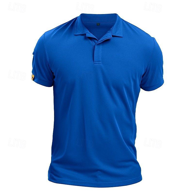 Men's Golf Shirt Golf Polos Shirts Work Casual Lapel Short Sleeve Basic Modern Plain Patchwork Buttons Summer Regular Fit Blue Sky Blue Army Green Golf Shirt 2025 - $23.99 –P18