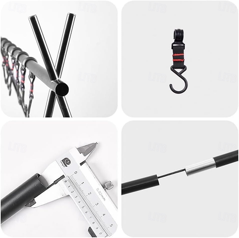 hopfällbart stativ camping hängande ställ - 4 krokar utomhus köksredskap förvaring bärbar, utomhus camping hopfällbar ställning 2026 - $23.99 –P5