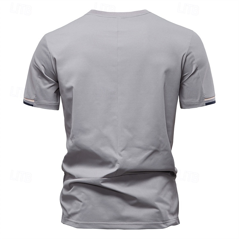 Men's T Shirt Henley Shirt Tee Short Sleeve Shirt Short Sleeve Crewneck Summer Plain Fashion Designer Basic Plain Vacation Street Going out Apricot Black White Top Tee for Men 2025 - $19.99 –P4
