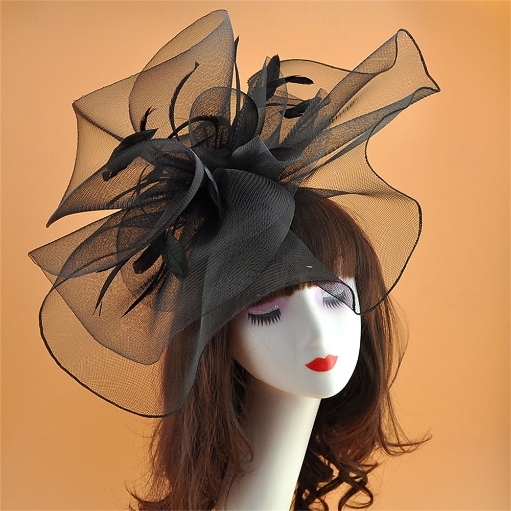 Coiffe Tulle Chapeau Fedora Mariage Anniversaire Soirée Fête du thé Course de Chevaux Élégant ancien Mignon Avec Plume Casque Couvre-chef de 2025 ? $19.99 –P13