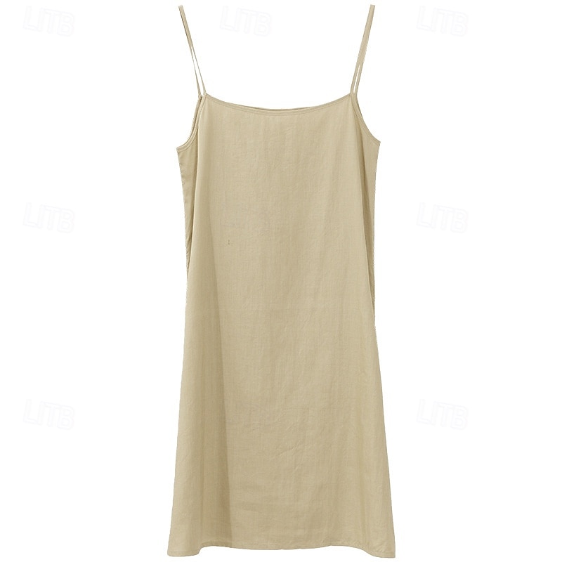 Dámské Mini šaty Bavlněné plátěné šaty Slip Dress Klasické Dovolená Denní Jdeme ven Běžný Bez vzoru Bez rukávů Špagetová ramínka Černá Tmavě šedá Meruňková Léto 2025 - $28.99 –P3