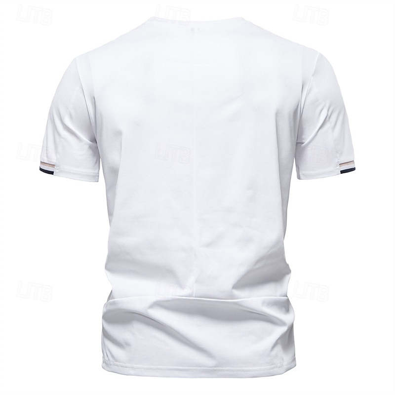 Men's T Shirt Henley Shirt Tee Short Sleeve Shirt Short Sleeve Crewneck Summer Plain Fashion Designer Basic Plain Vacation Street Going out Apricot Black White Top Tee for Men 2025 - $19.99 –P2