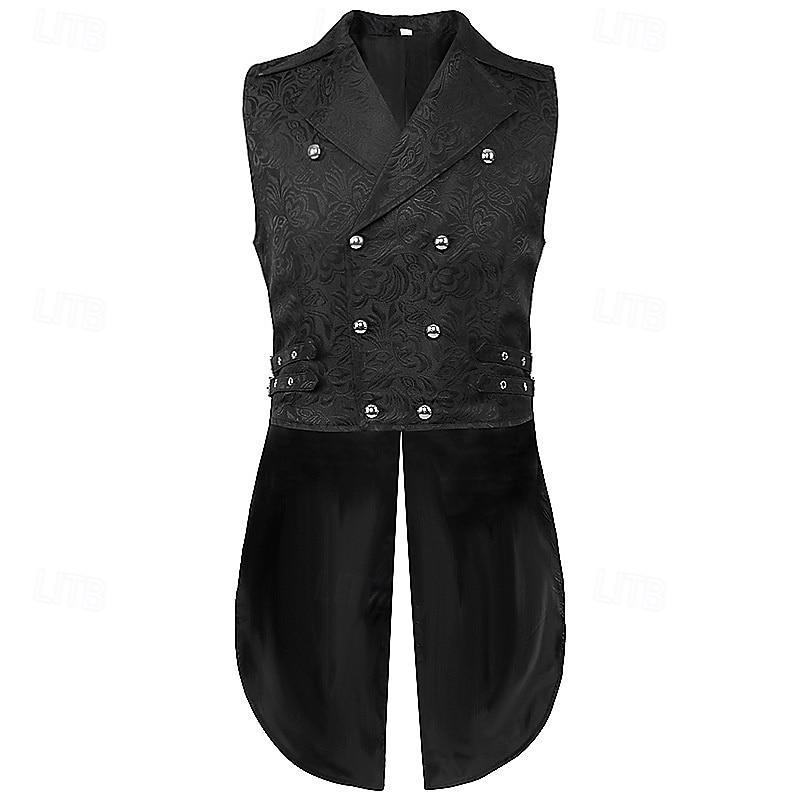 Punk og gotisk Victoriansk Steampunk سترة vest Prins Vampyrer Dobbeltkneppet Jacquardvevnad Herre Royal Halloween Karneval Ytelse LARP Ren Faire Voksne Vest Alle årstider 2025 - $36.99 –P2
