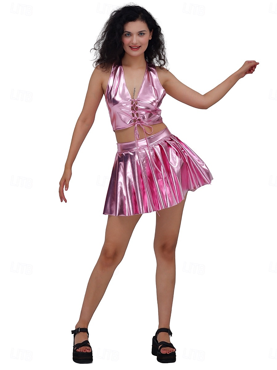 Retro 80. léta Mini Sukně Disko Lesklý latexový patent Kov Dámské předvečer Všech svatých Karneval Pride Parade Měsíc hrdosti Dospělé Sukně Léto 2025 - $18.99 –P1