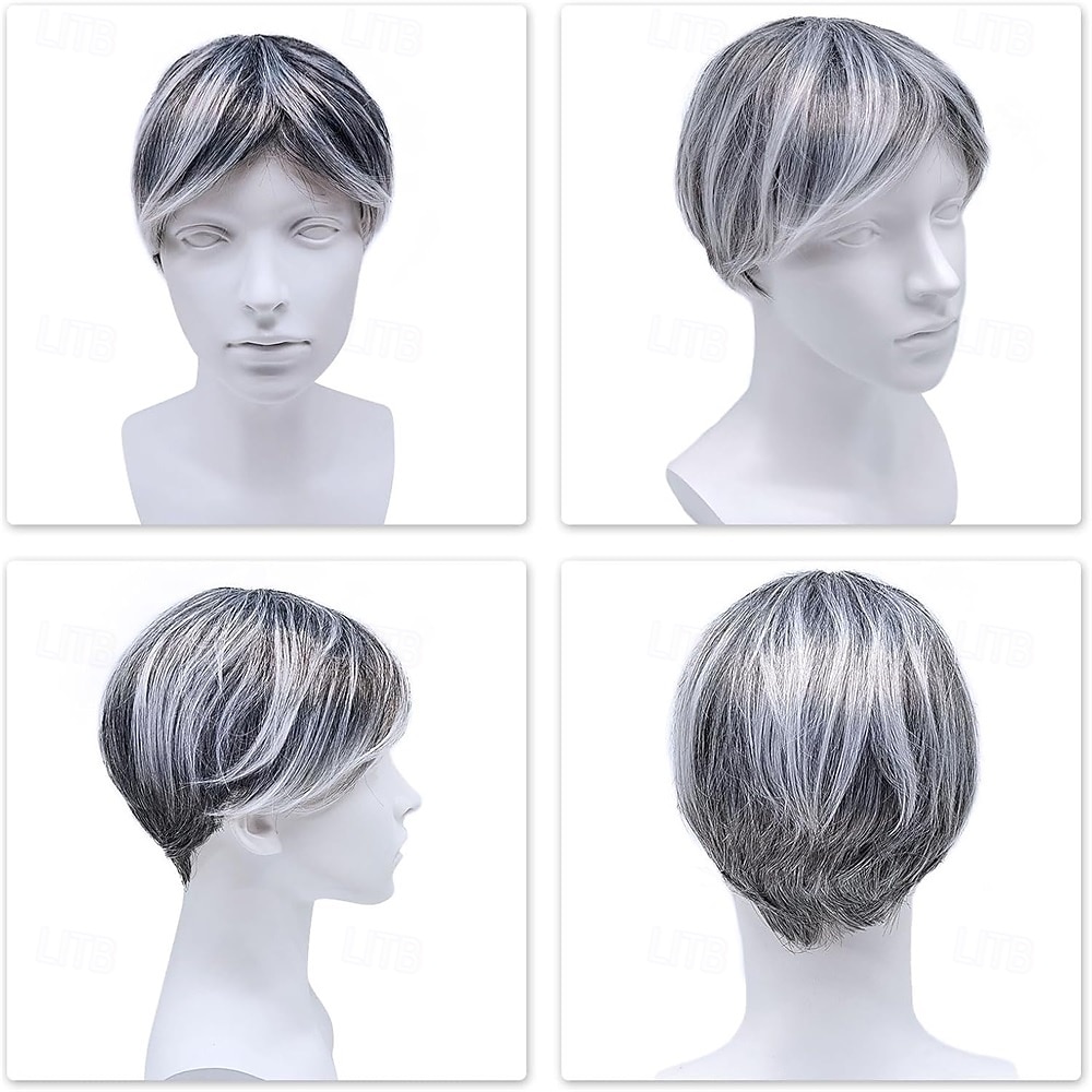 Short Fluffy Grey Wigs for Women Old Middle Age Women's Short Silver Wig Synthetic Short Curly Cosplay Hair Wig Grey Layered Messy Shaggy Synthetic Hair Wig for Women Old Lady 2026 - $25.99 –P4