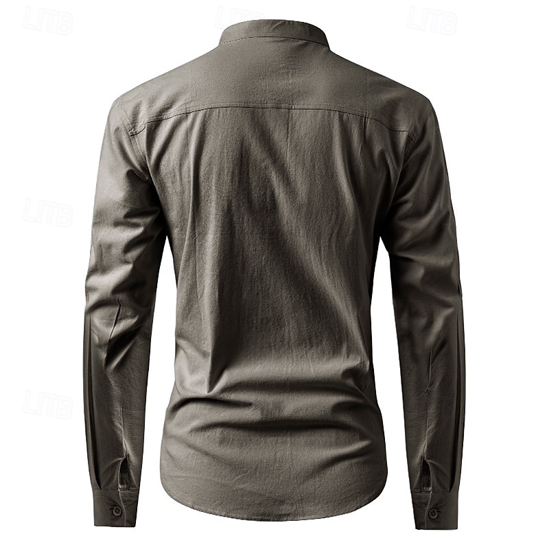 Herren Hemd Leinenhemd Freizeithemd Knopfhemd Baumwollhemd Einfach Urlaub Hawaiianisch Schwarz Weiß Dunkelgrün Leicht Blau Langarm Opa Frühling Herbst Bekleidung Tasche 2025 - $34.99 –P8