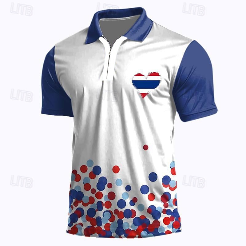 Pánské veteráni Vlastenec Polokošile na zip Golfová košile Krátký rukáv Polo tričko Košile s límečkem Na běžné nošení Streetwear Oblečení na dovolenou Párty oblečení 3D tisk Polo na čtvrt zip Jaro 2025 - $22.99 –P4