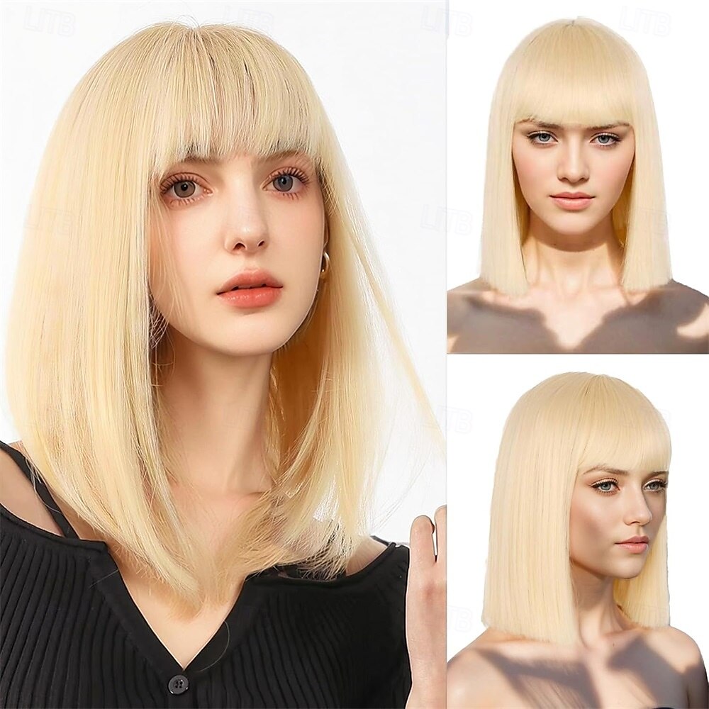 Peruca preta bob com franja, peruca curta preta reta para mulheres, peruca sintética resistente ao calor de aparência natural para meninas, uso diário para festa de Halloween e cosplay, 13 polegadas de 2025 por $25.99 –P5