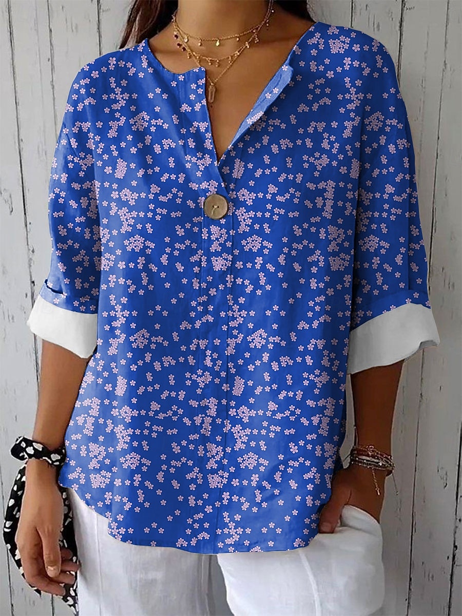 Women's Shirt Floral Graphic Vintage Tropical Hawaiian Long Sleeve V Neck Regular Tops Daily Holiday Beach Wear Print Red Blue Purple Green Summer Spring 2025 - $29.99 –P2