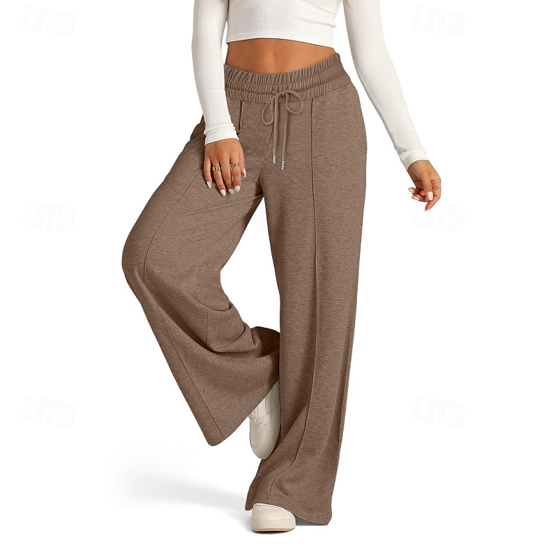 Dam Trosor Byxor Streetwear Ledigt Fullängd Naturlig Slät Ficka Elastisk dragsko-design Bekväm Utomhus Gata Utekväll Magenta Aprikos Mörkbrun Svart Sommar Normal 2025 - $19.99 –P8