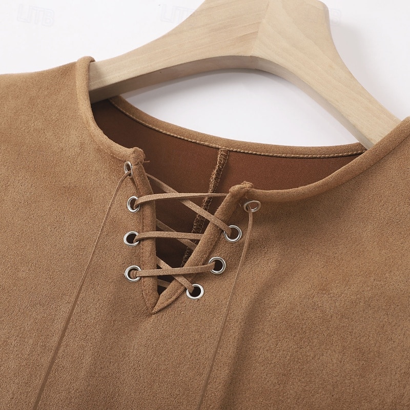 Damen Bluse Einfach Stilvoll Modern Langarm Rundhalsausschnitt Normale Oberteile Täglich Ausgehen Asymmetrisch Fransen Khaki Sommer 2025 - $23.99 –P7