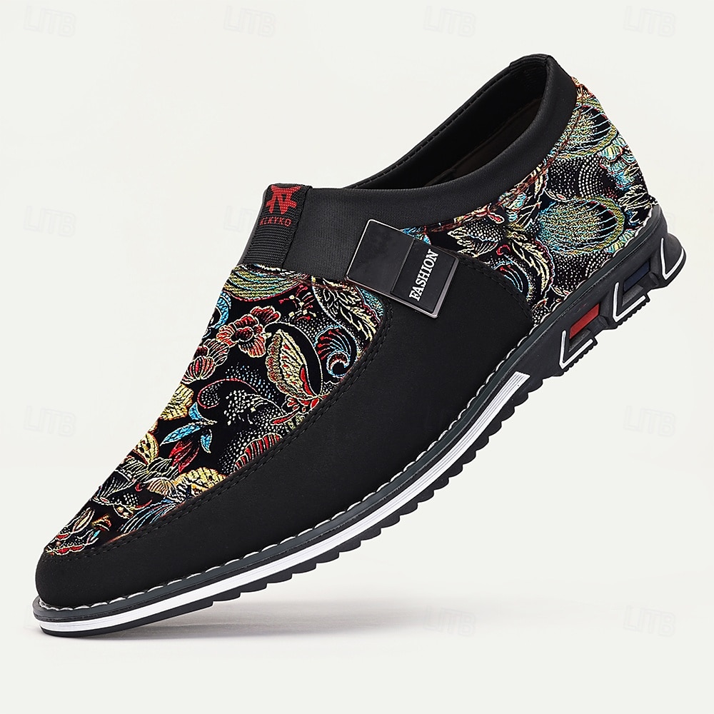 slip-on sneakers i svart och flerfärgad jacquard för män – snygga skor i jacquardtyg för casual och smart casual evenemang 2025 - $46.99 –P1